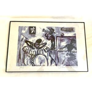 Dammen Warren "JAZZ" Music Drummer Horn Keyboard Signed Artwork Framed Art